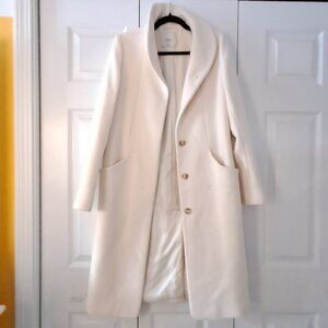 Aritzia Wilfred - The Cocoon Long Coat - Wool and Cashmere Blend - Cream/White